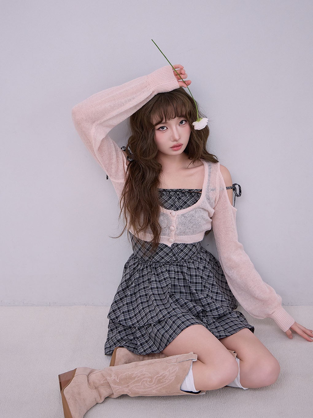 【BUBBLES】オープンショルダーコケットワンピース