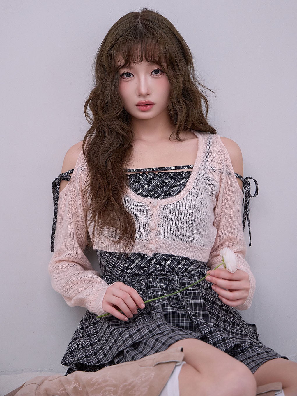 【BUBBLES】オープンショルダーコケットワンピース