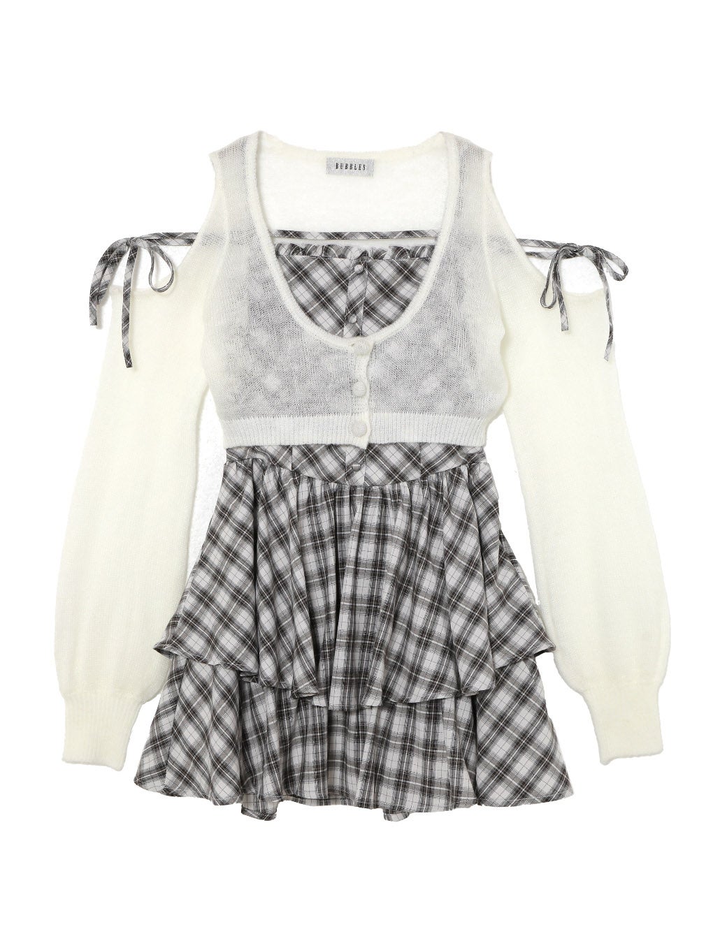 【BUBBLES】オープンショルダーコケットワンピース