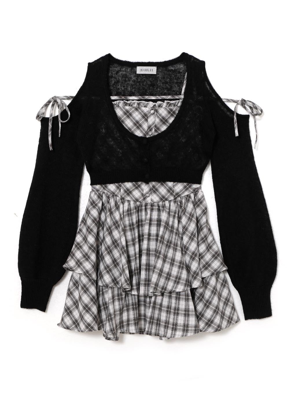 【BUBBLES】オープンショルダーコケットワンピース