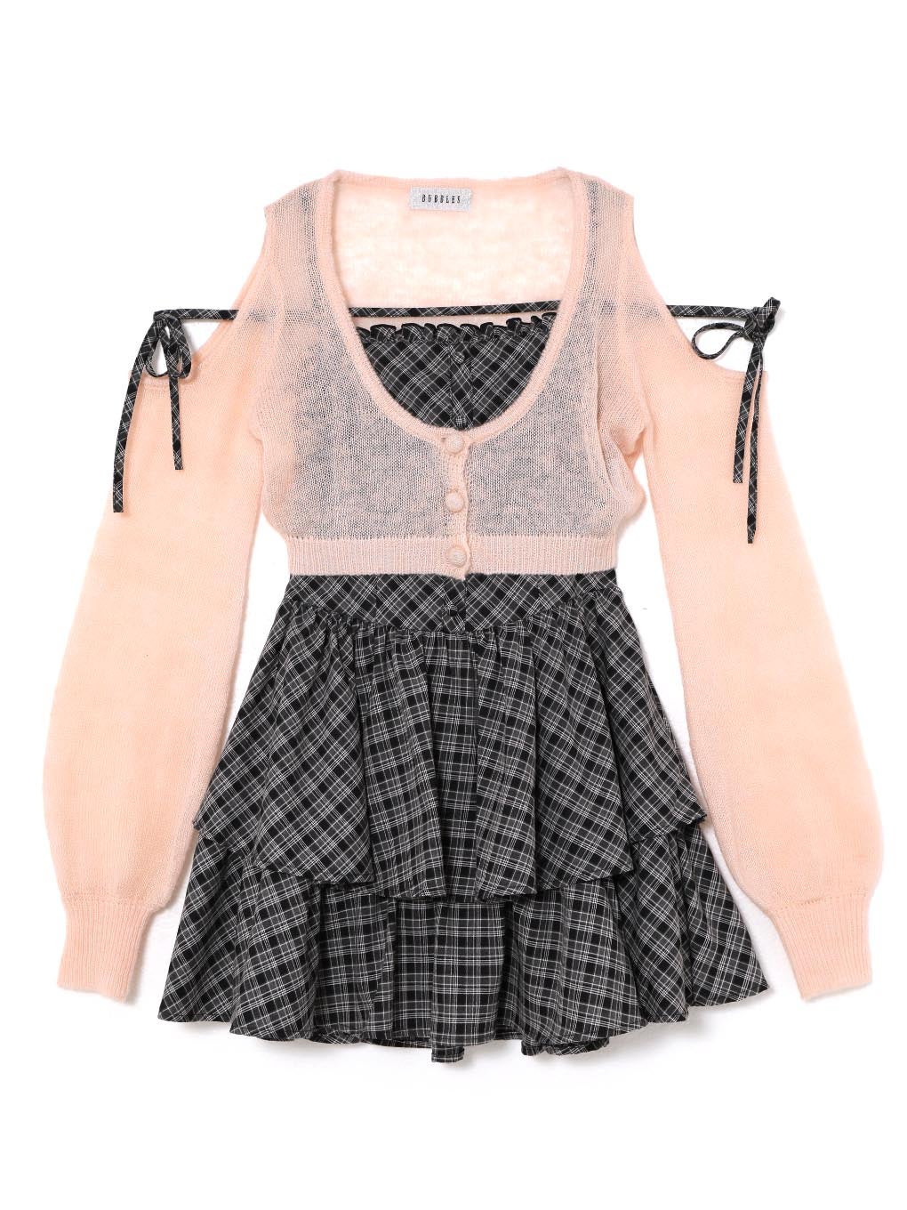 【BUBBLES】オープンショルダーコケットワンピース