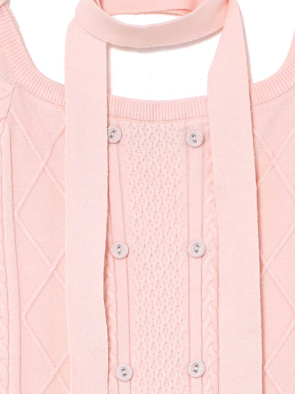 【BUBBLES】オフショルケーブルニットワンピース