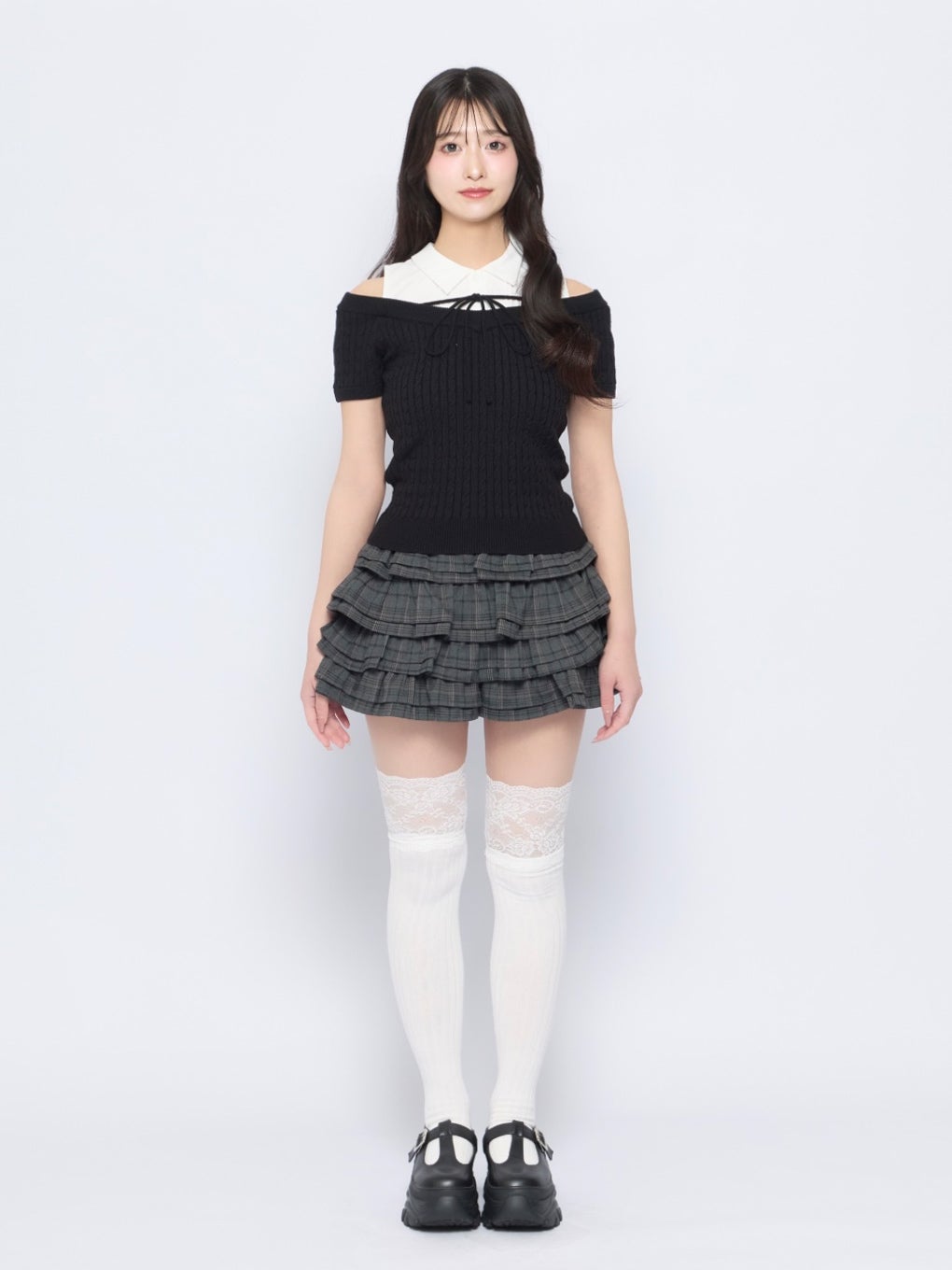 【BUBBLES】レイヤードオフショルトップス