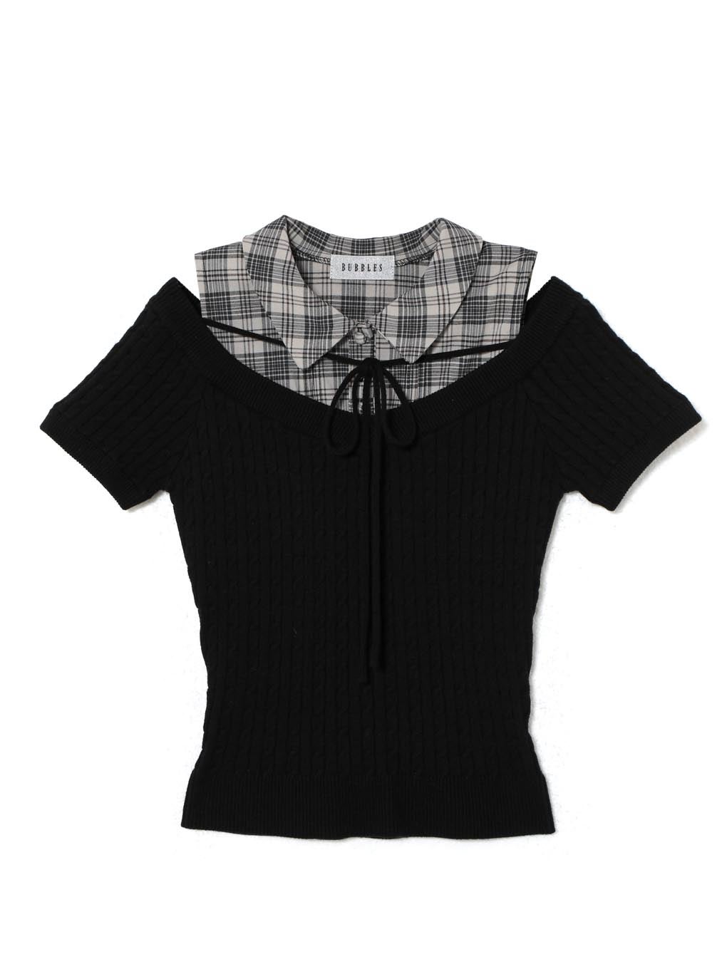 bubbles ケーブルスクールニット ST×BK ブラック ストライプ BUBBLES】ケーブルスクールニット | sparkling mall online store