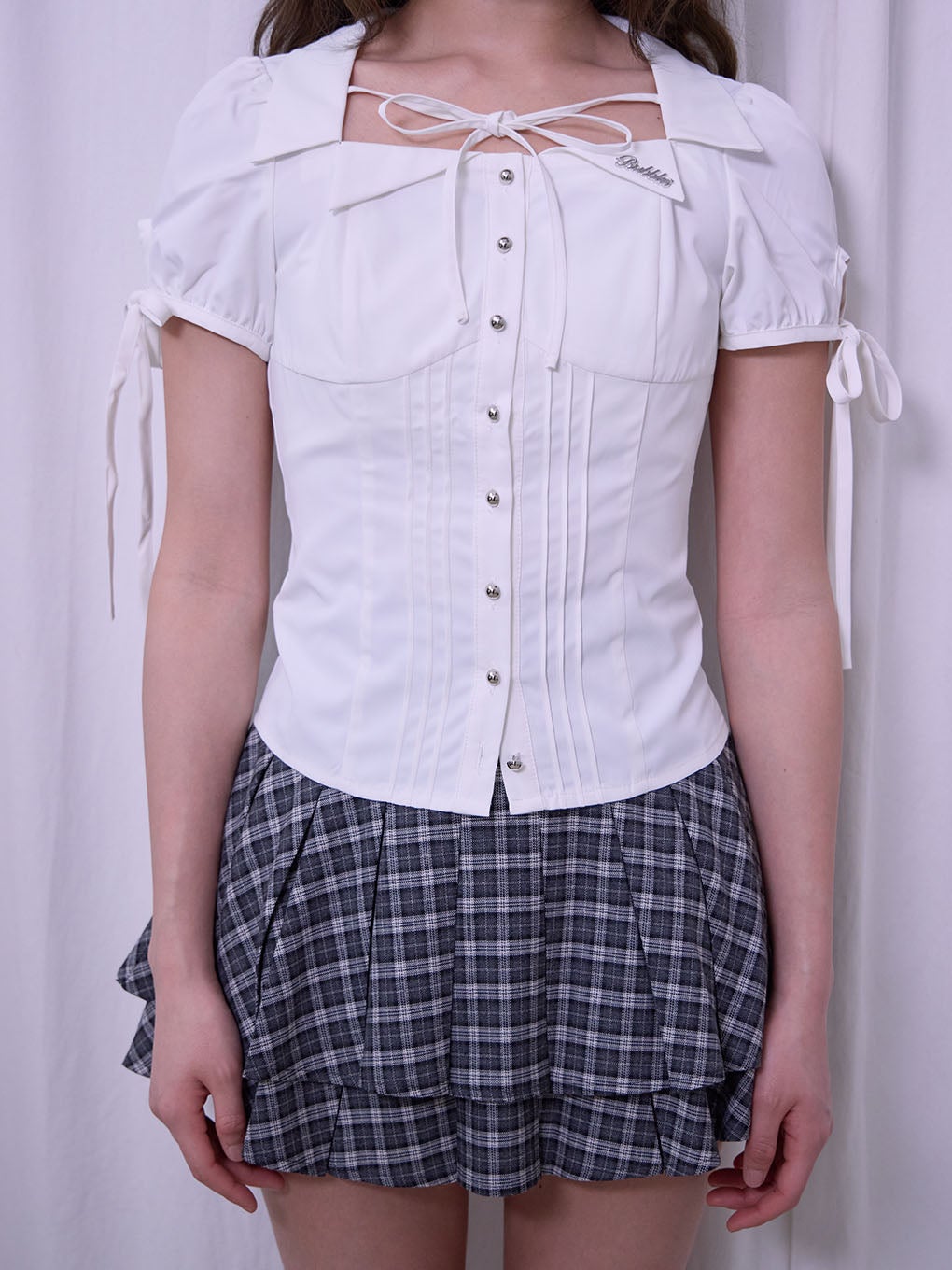 【BUBBLES】リボンスリーブシャツトップス