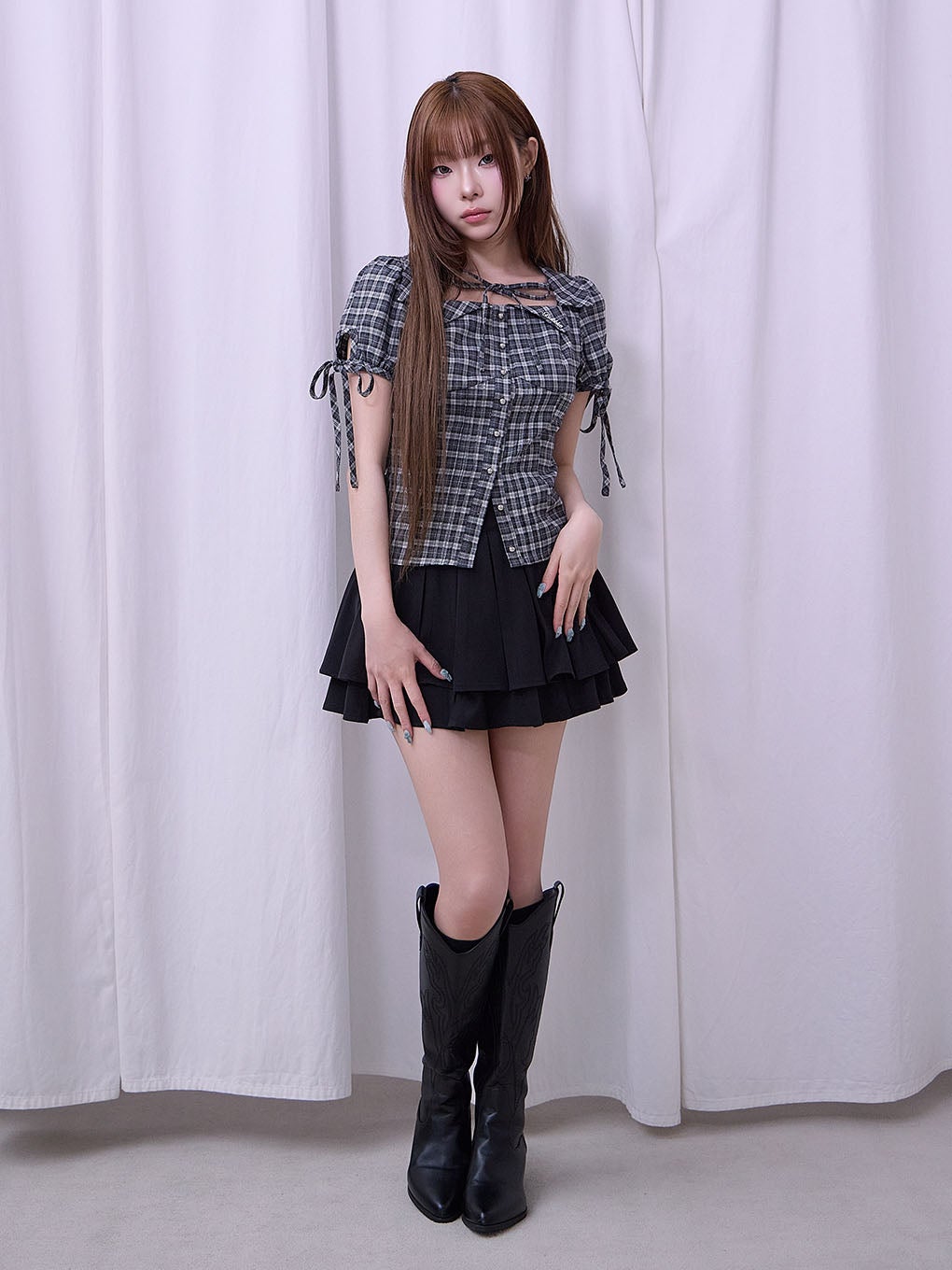 【BUBBLES】リボンスリーブシャツトップス