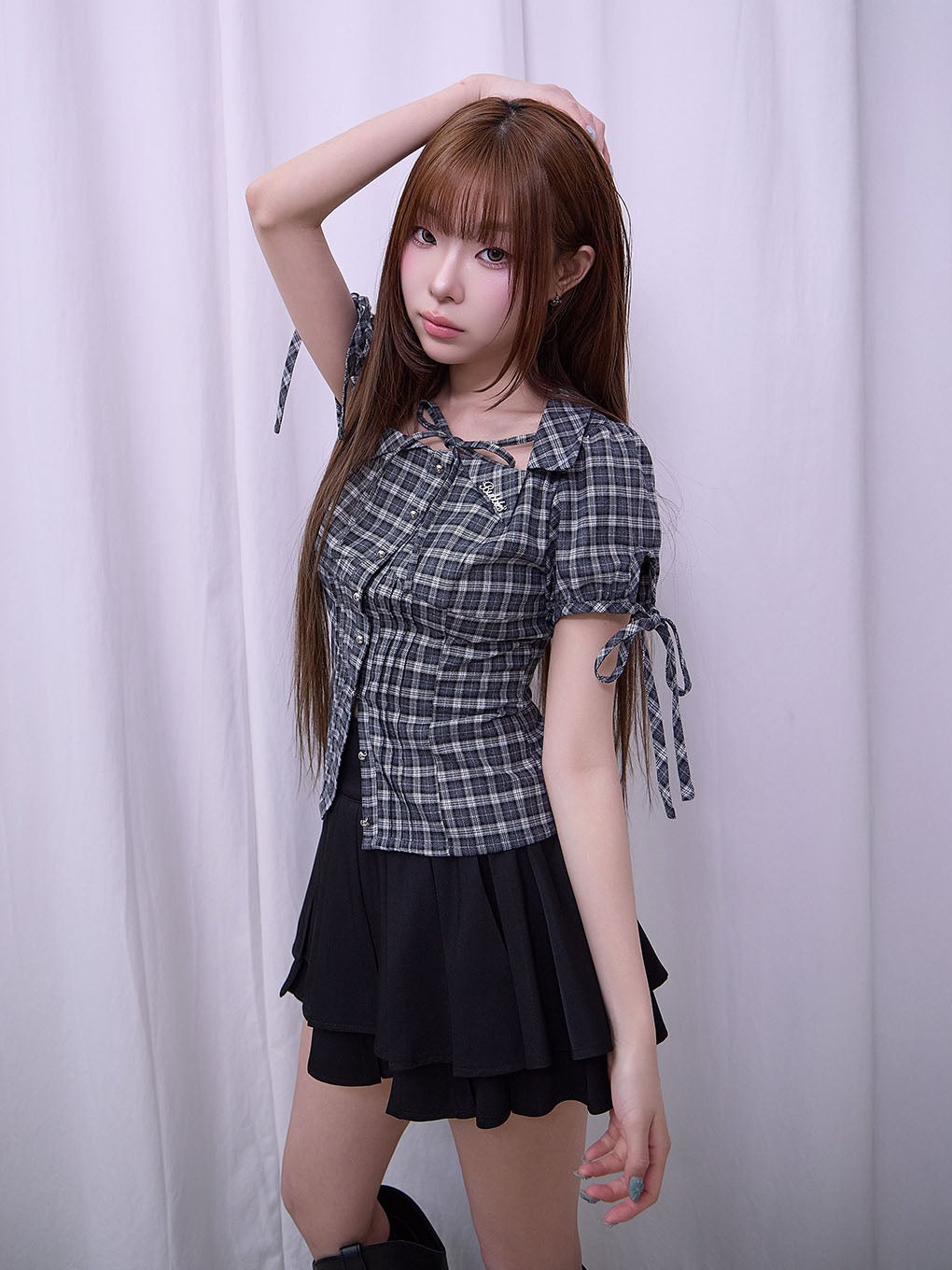 【BUBBLES】リボンスリーブシャツトップス