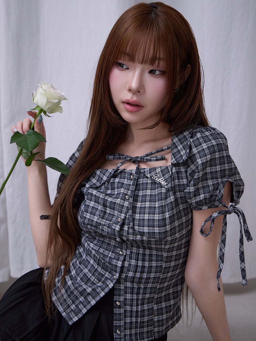 【BUBBLES】リボンスリーブシャツトップス