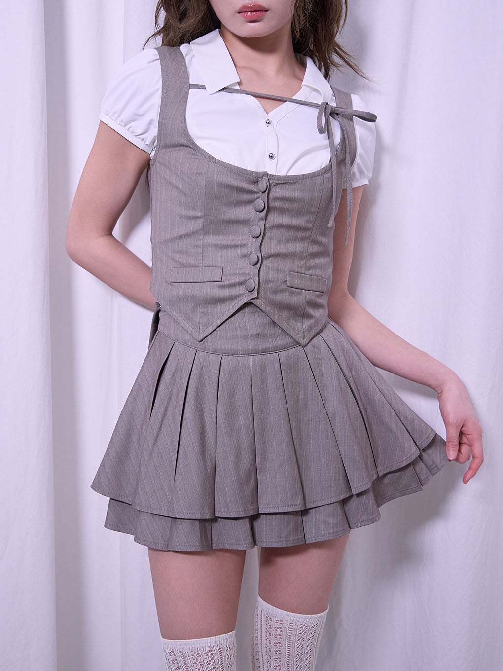 【BUBBLES】バックリボンプリーツスカパン