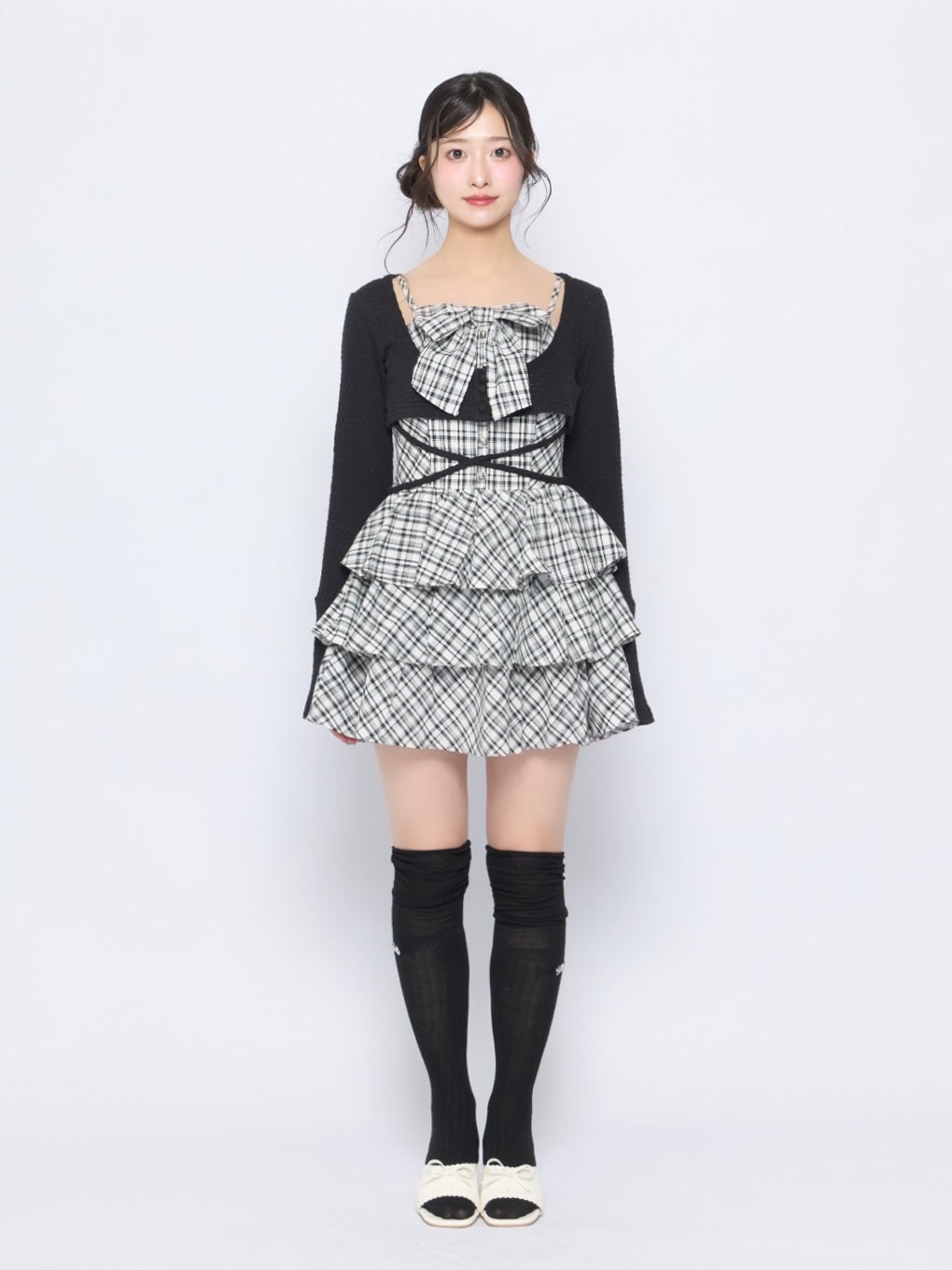【BUBBLES】リボンティアードアンサンブルワンピース