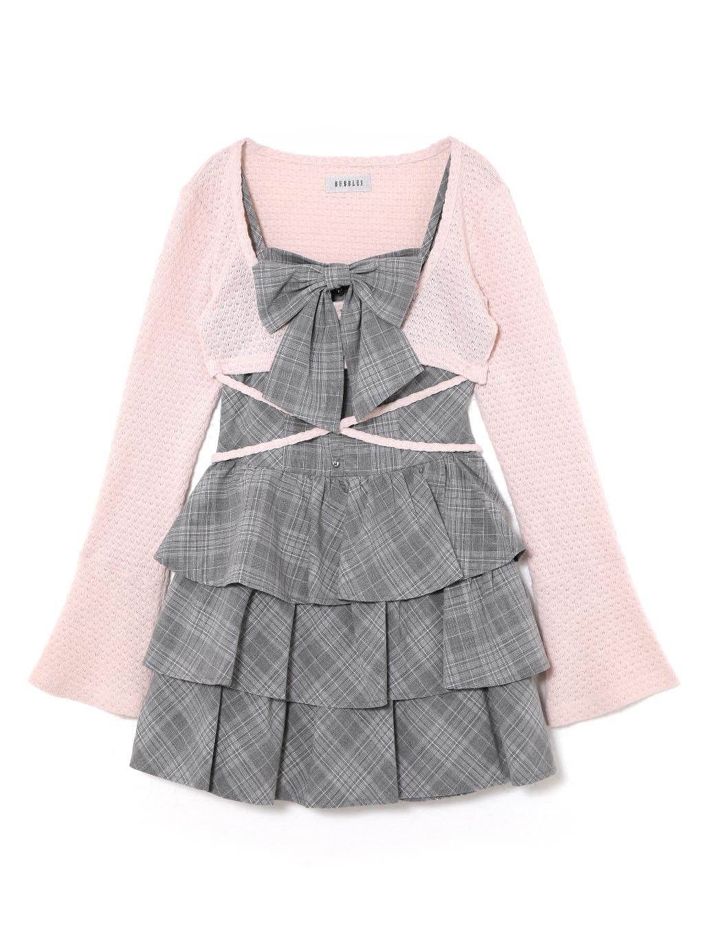 ♡BUBBLES リブガーリーアンサンブルワンピース S グレー♡ BUBBLES】リボンティアードアンサンブルワンピース | sparkling mall