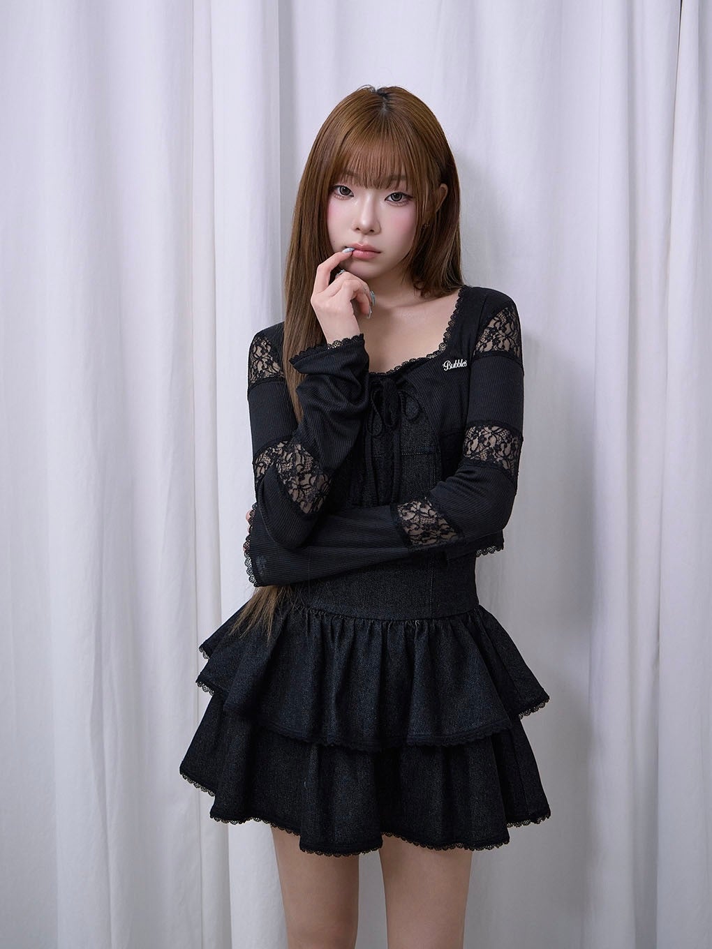 【BUBBLES】リボンレースカーデ