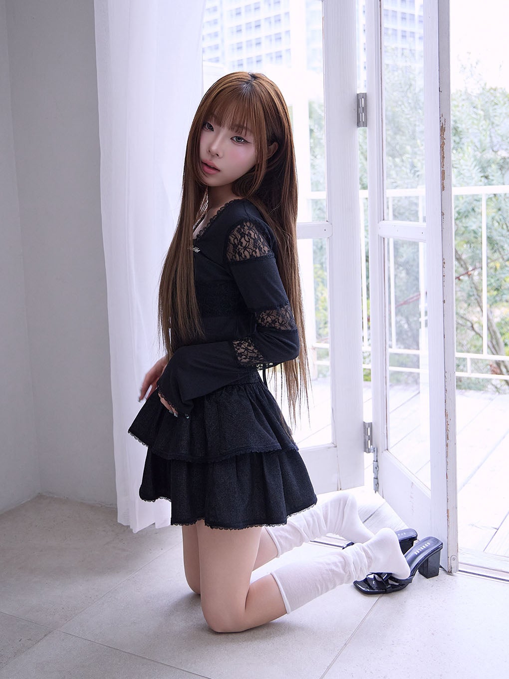 【BUBBLES】リボンレースカーデ