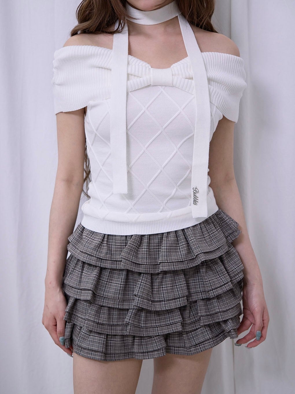 【BUBBLES】オフショルリボントップス