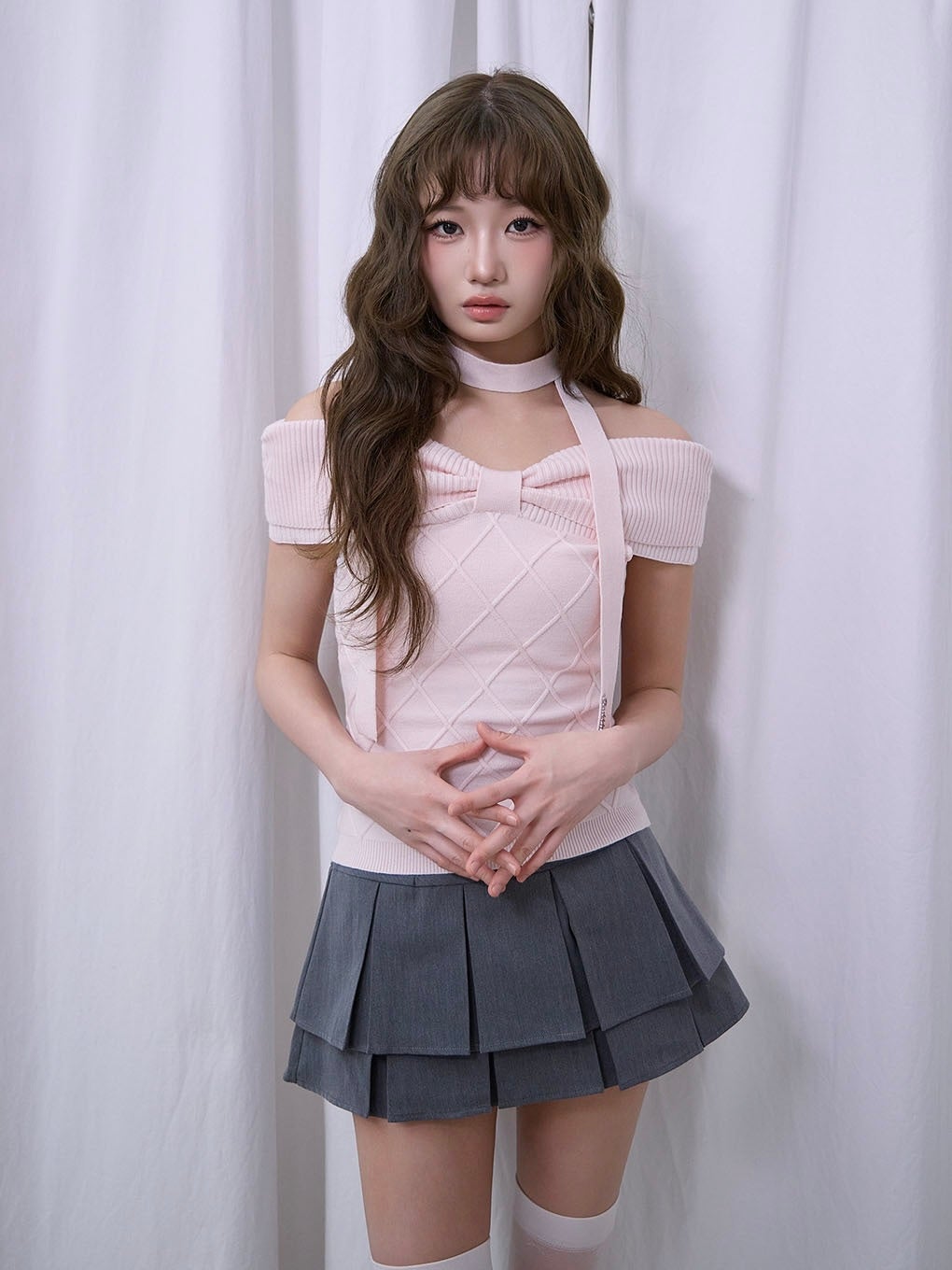 【BUBBLES】オフショルリボントップス