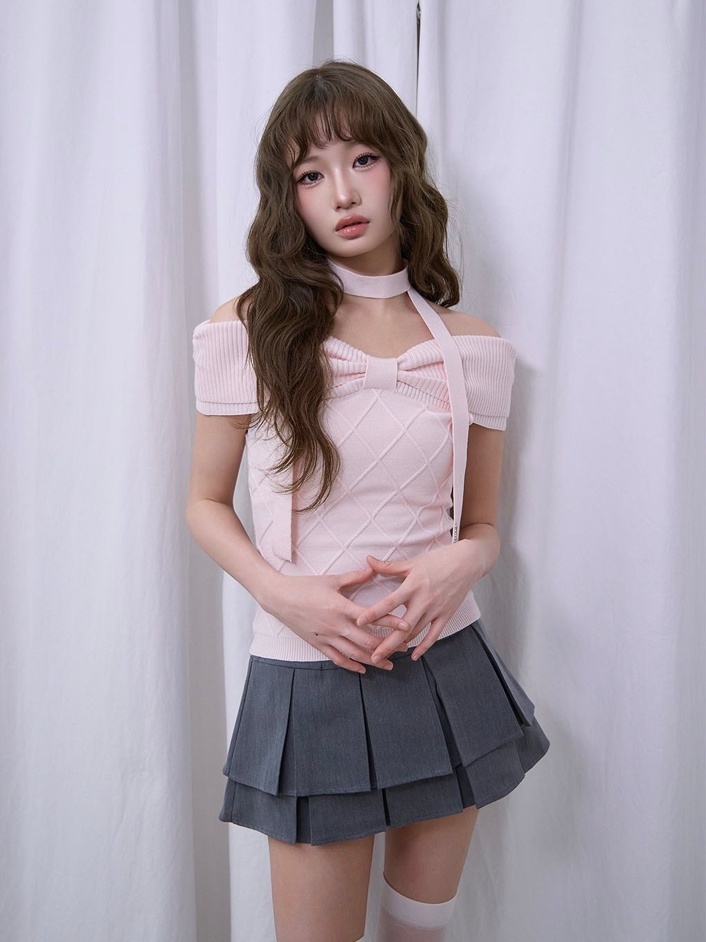 【BUBBLES】オフショルリボントップス