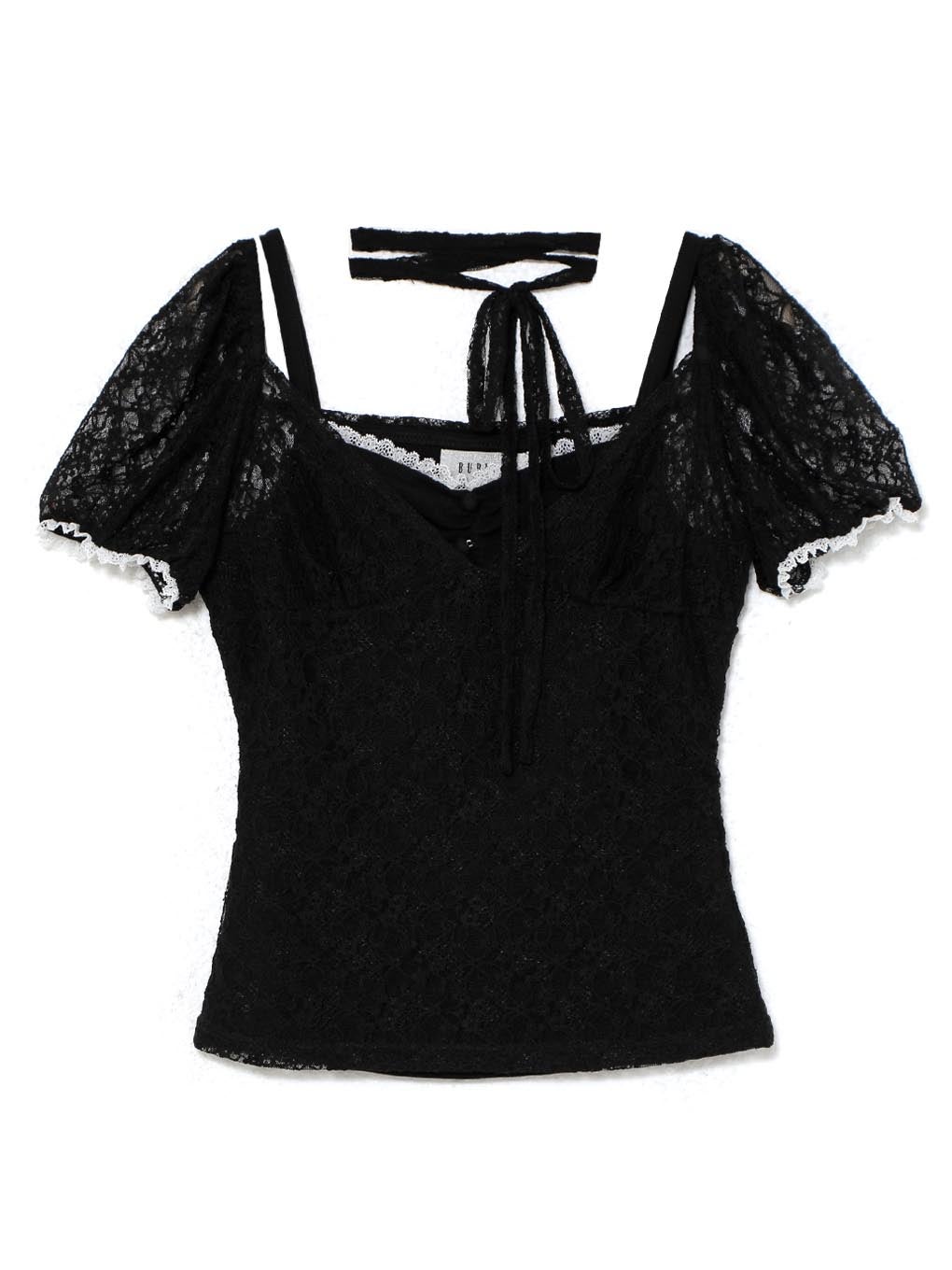 【BUBBLES】パフスリーブリボントップス