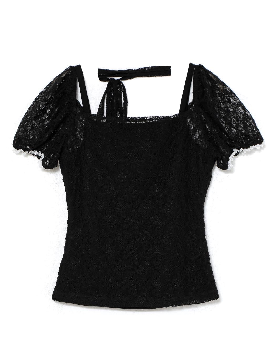 【BUBBLES】パフスリーブリボントップス