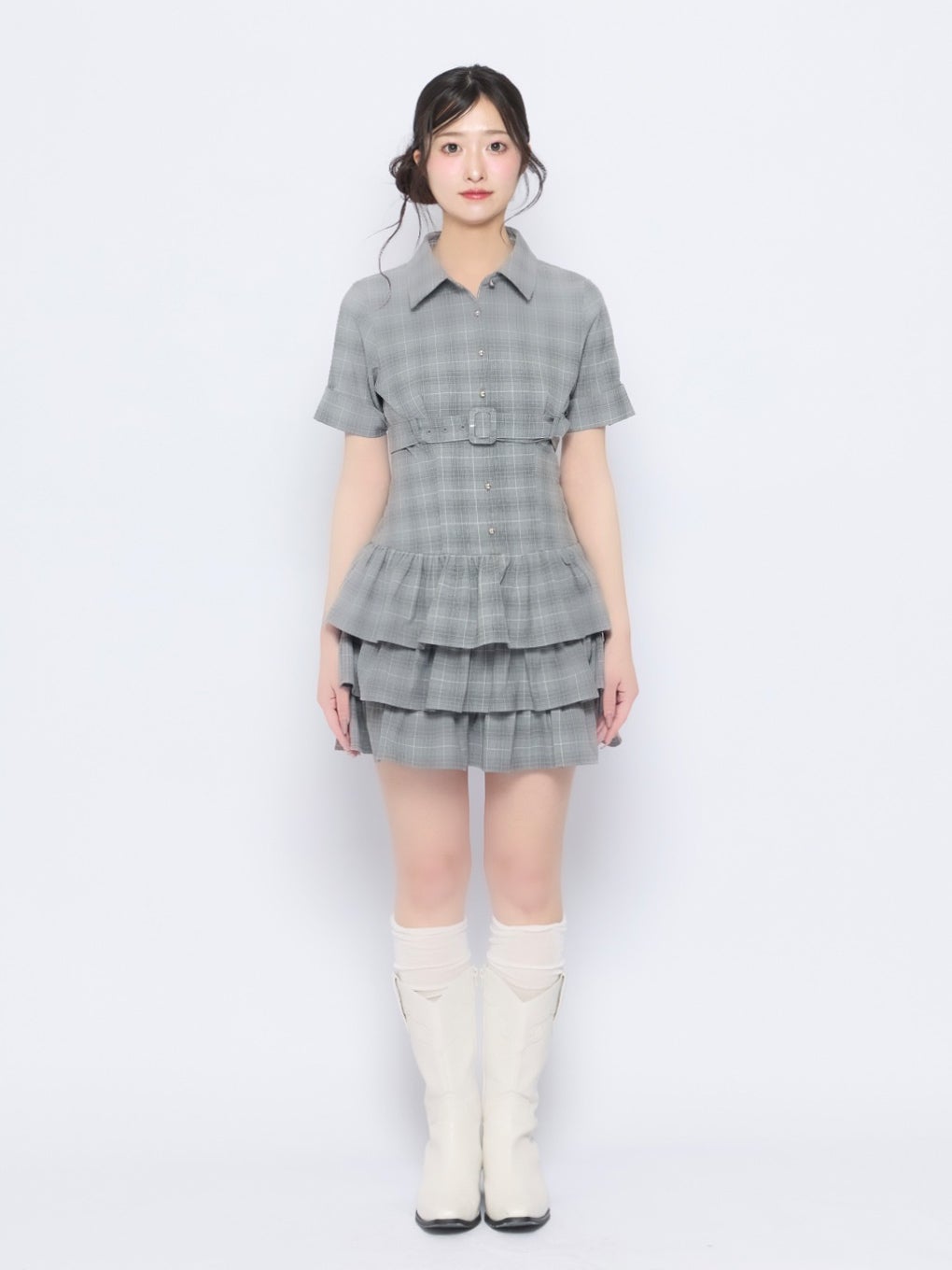 【BUBBLES】フロントベルトワンピース