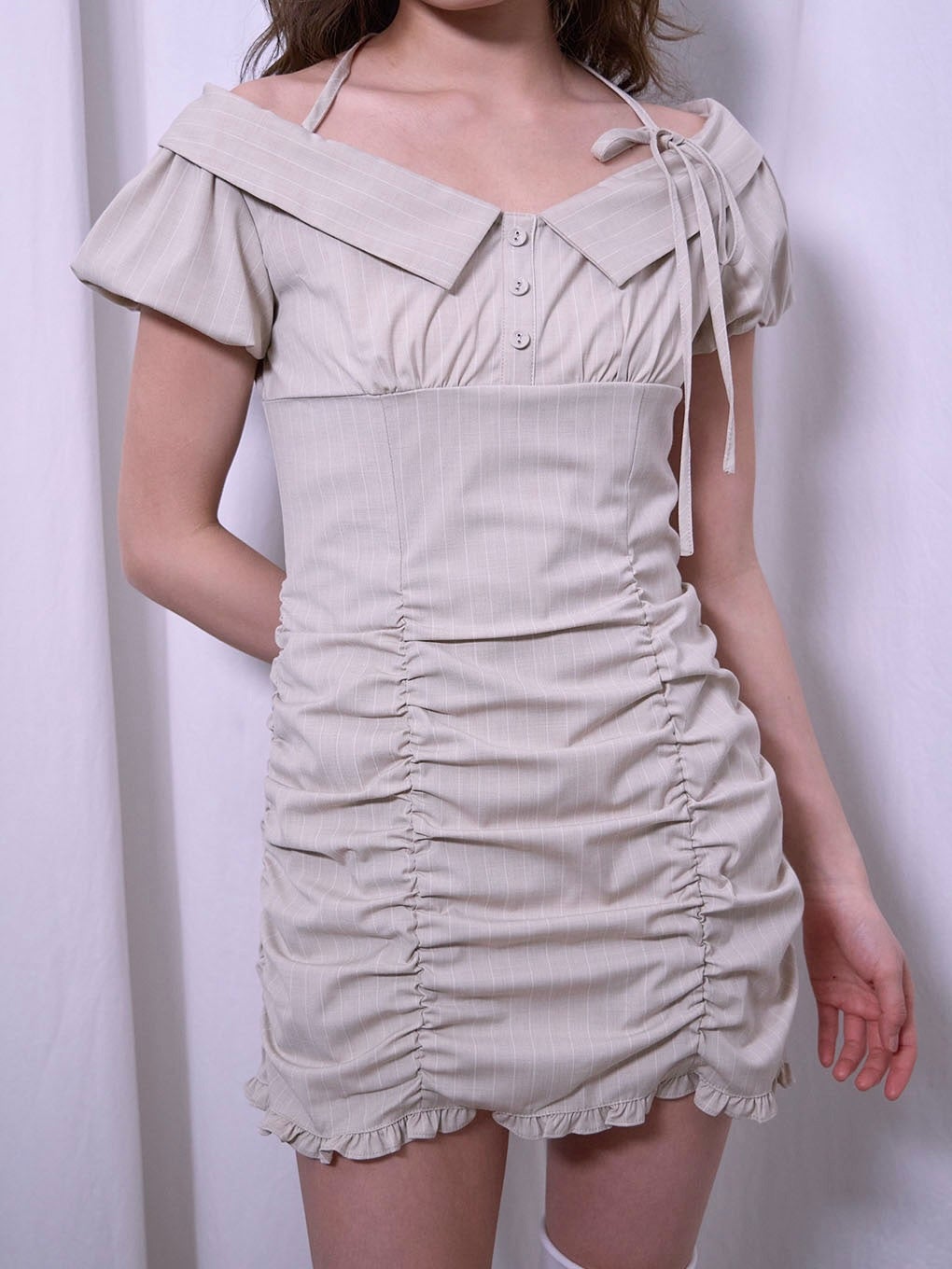 【BUBBLES】ギャザーブラウスワンピース