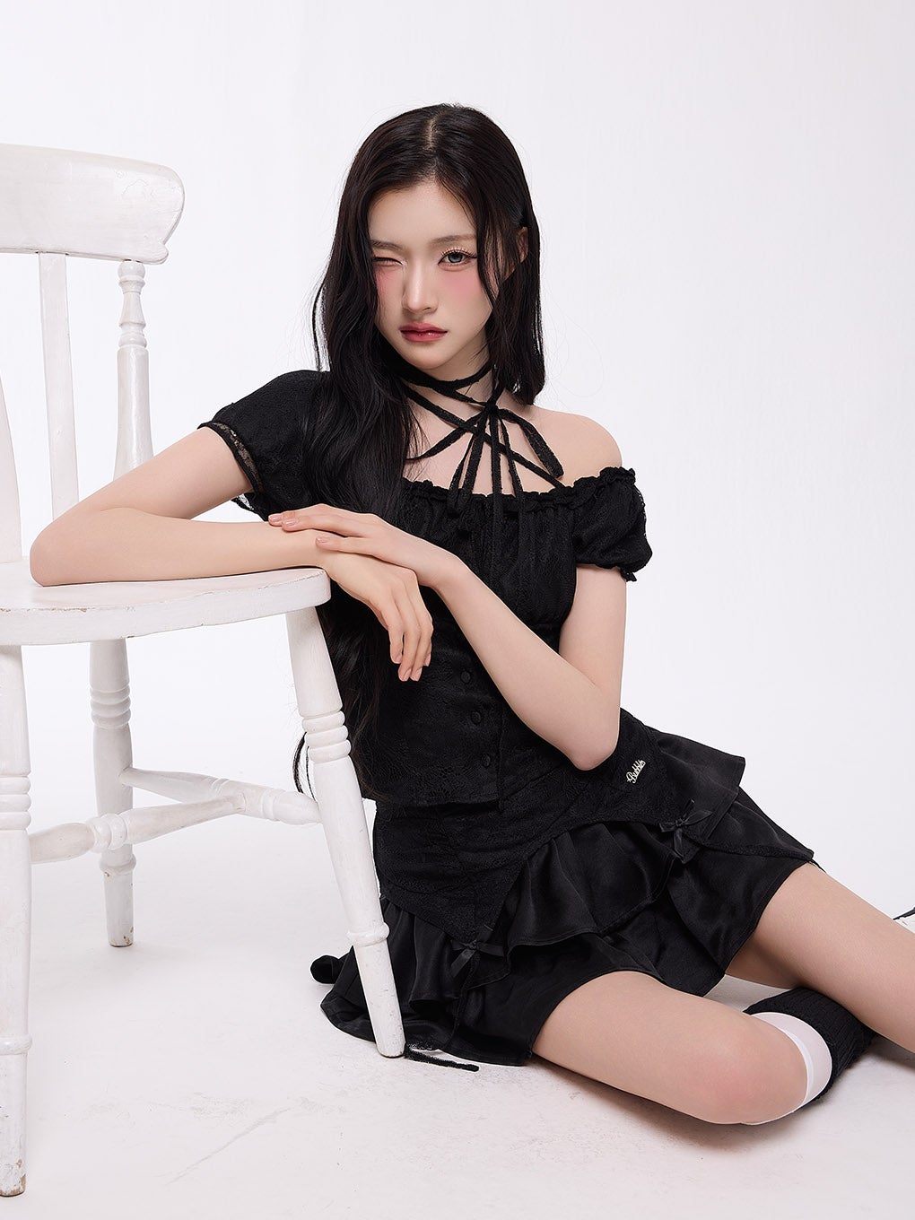 BUBBLES】サテンレースブラウス | sparkling mall online store