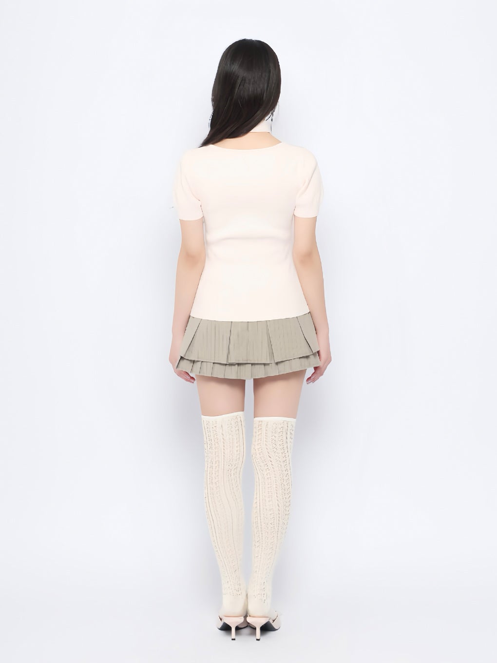 【BUBBLES】チョーカーボタンニットトップス