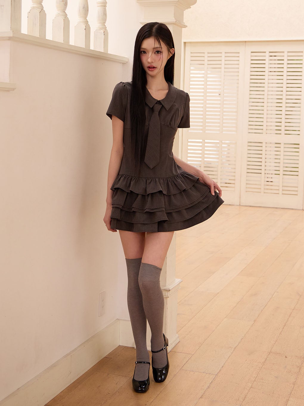 BUBBLES】ネクタイティアードワンピース | sparkling mall online store