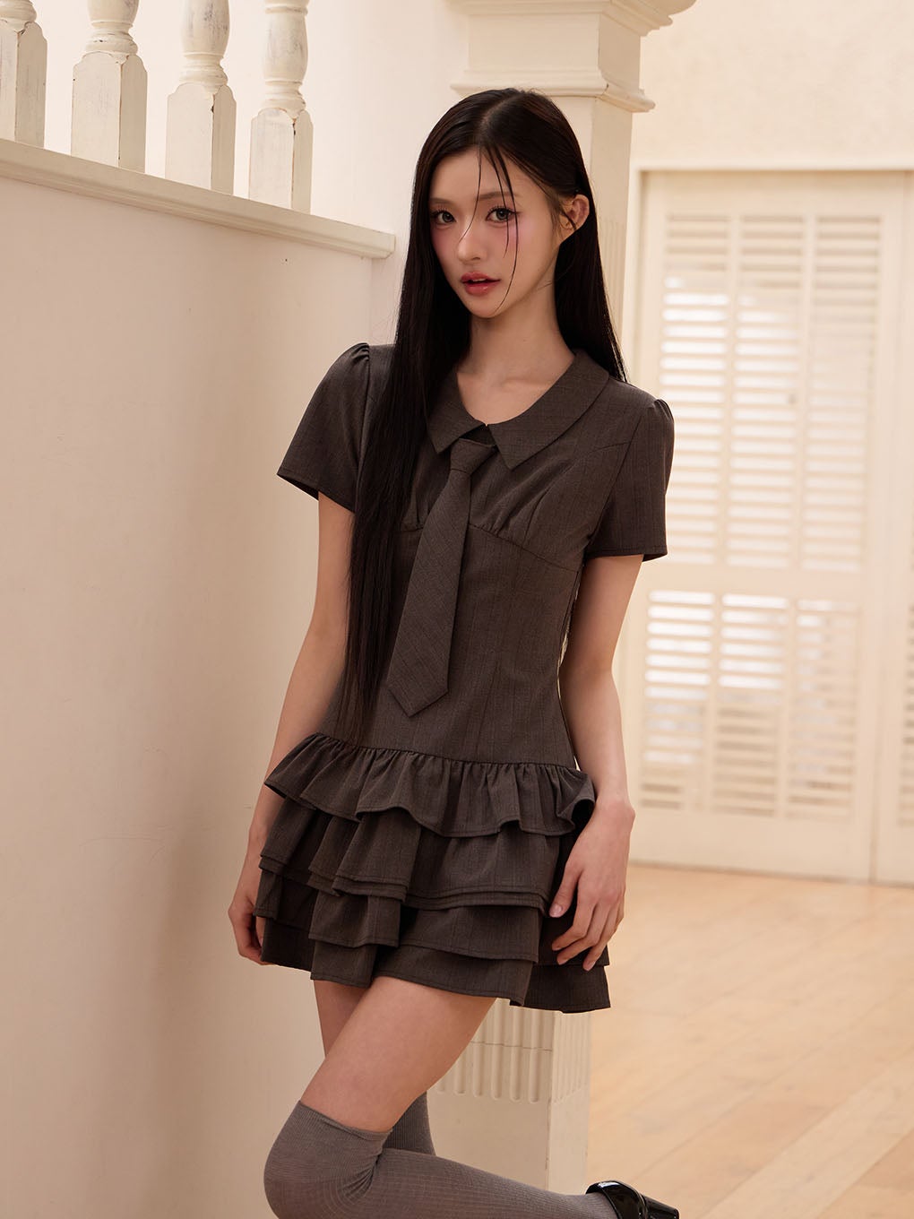 BUBBLES】ネクタイティアードワンピース | sparkling mall online store