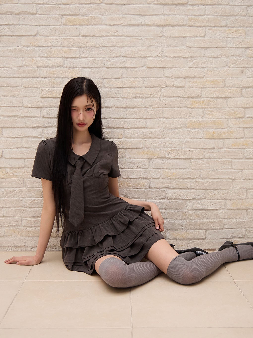BUBBLES】ネクタイティアードワンピース | sparkling mall online store