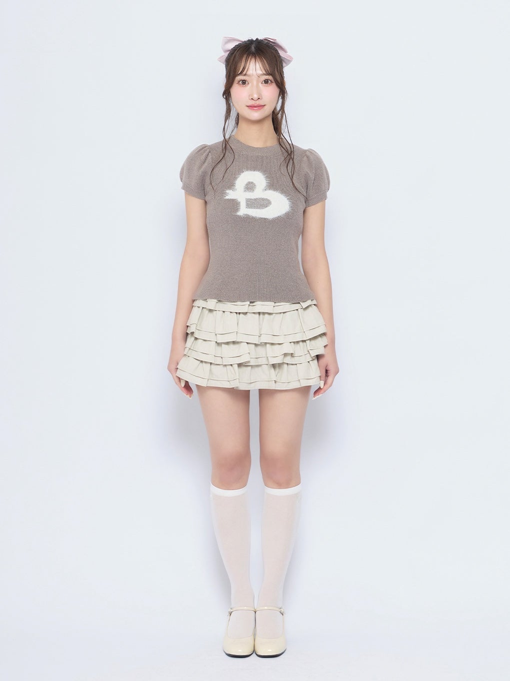 【BUBBLES】ロゴシャギーニットトップス