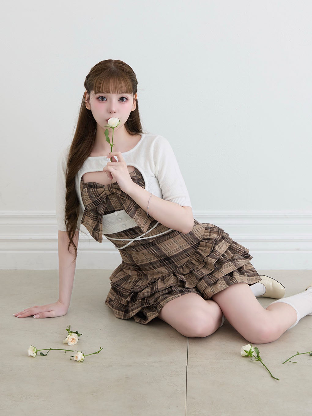 【BUBBLES】チェックリボンワンピース